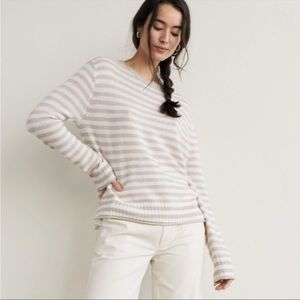 Jenni Kayne Everyday Sweater in Oat Ivory Stripe Size XXL